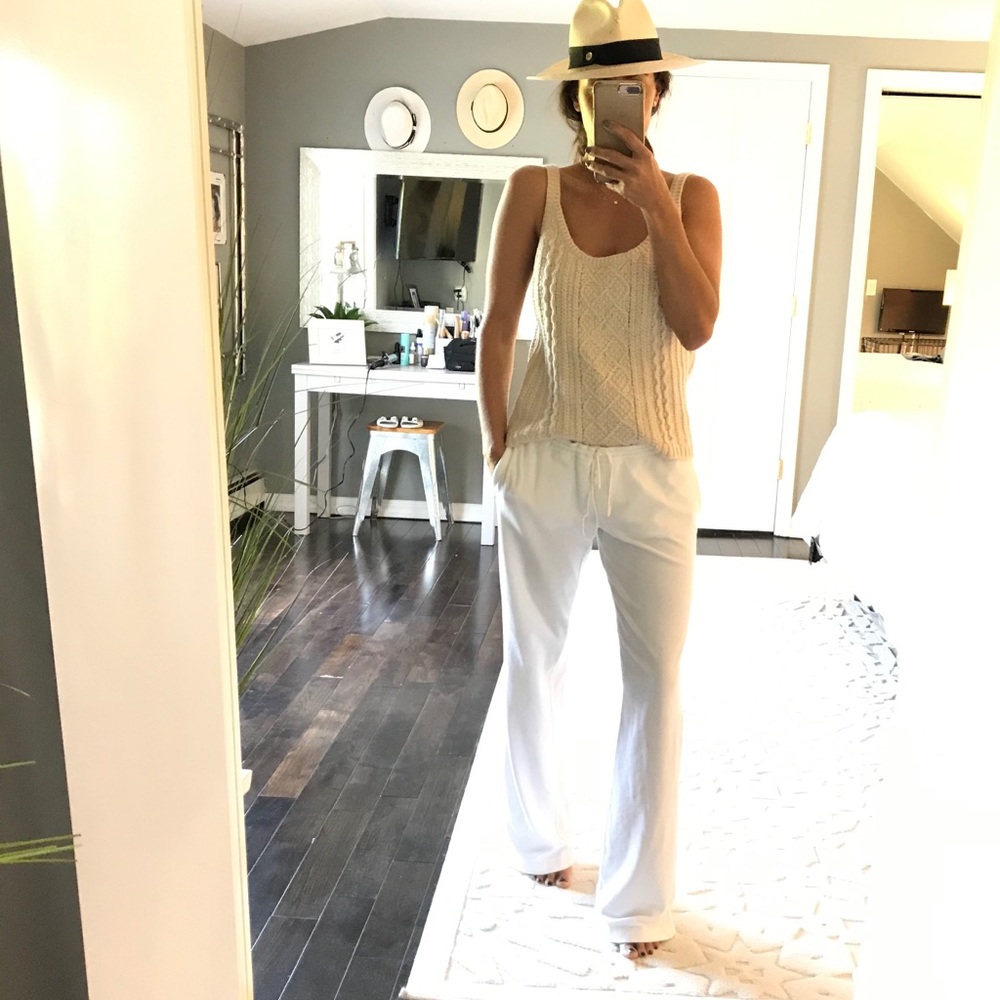❤️Theory white ultra soft terry lounge pants small